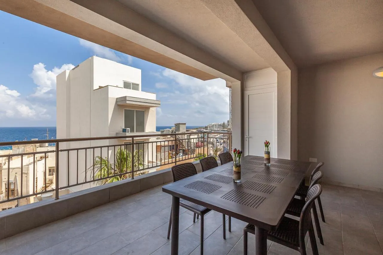Appartamento Spacious Designer Apt With Private Seaview Balcony By 360 Estates Buġibba